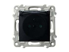 SZAFIR Gniazdo bryzgoszczelne z uziemieniem IP-44 z przesłonami wieczko przezroczyste czarny metalik GPH-1ZZP/m/33/d OSPEL