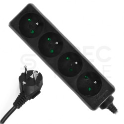 Przedłużacz elektryczny Listwa zasilająca na 4 gniazda [2P+Z] czarna 1,5m ECO PLASTROL