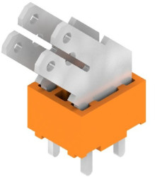PCB terminal, 2 pole, pitch 5 mm, AWG 24-14, 15 A, faston plug, orange, 9511790000