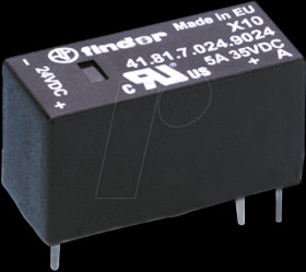 41.81.7.024.9024 PCB relay,1 closed contact, 24 VDC/24 VDC/5 A, RM 5.0