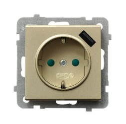 Sonata Gniazdo pojedyncze z uziemieniem schuko z przesłonami torów prądowych z ładowarką USB szampański złoty GP-1RSPUSB/m/39