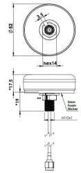 Antena GSM wandaloodporna, 2,2 dBi, 900/1800 Mhz, SMAm, czarna, AT-GSM-CAP