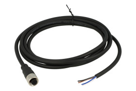 Gniazdo z przewodem; KLS15-M12A-P18-04-PUR-L2.0M-B-U; M12-4p; 4 tory; proste; z przewodem 2m; 0,34mm2; 6mm; czarny; IP67; 4A; 25