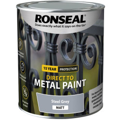 Ronseal 39206 Direct to Metal Paint Steel Grey Matt 750ml