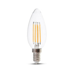 Ściemnialna żarówka LED E14 świeczka C35 filament 4W 400lm 3K VT-2304D SKU2870 V-Tac