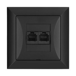 OPAL Gniazdo komputerowe podwójne 2xRJ45 2x8pin zacisk krone LSA+ czarny mat GTP-22 Op CZ/MAT