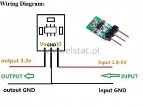 Przetwornica DOWN wyjście DC 3,3V; 150mA