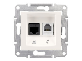 SEDNA Gniazdo telefoniczno-komputerowe RJ11 RJ45 kat.6 krem SDN5200123 SCHNEIDER ELECTRIC