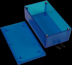 ABS enclosure, (L x W x H) 152 x 81 x 46 mm, blue/transparent, IP54, 1591XXDTBU