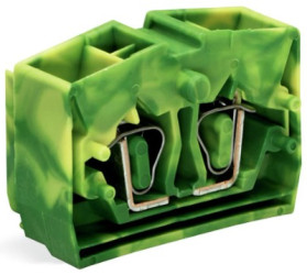 Conductor center terminal, 1 pole, 0.08-2.5 mm², clamping points: 4, green/yellow, cage clamp, 264-357