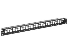 Patch panel pusty 19 cali 24x keys 1U czarny (RAL 9005) DN-91411