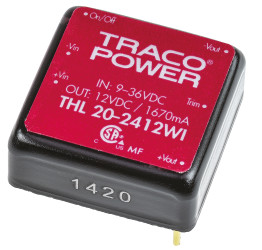 Przetwornica DC-DC, 20W, Uwe 9 → 36 V DC, Uwy 12V dc, Iwy 1.67A, TRACOPOWER