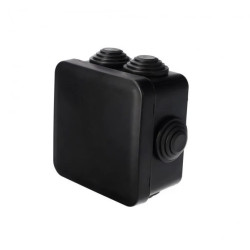 Puszka hermetyczna natynkowa 70x70x35mm z dławikami, bezhalogenowa, odporna na UV,zamknięcie na klik czarny IP55