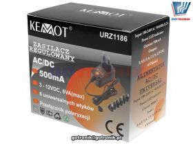 Zasilacz stabilizowany regulowany DC 3-12V 500mA