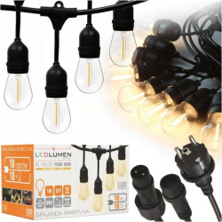 Girlanda ogrodowa 10m IP65 10xE27 LED 1W biała ciepła łańcuch świetlny
