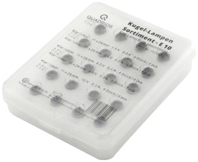 Quadrios 1802O018 Żarówka wskaźnikowa 1.5 V, 2.5 V, 4.5 V, 4.8 V, 12 V Trzonek E10 20 części