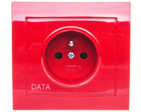 KIER Gniazdo pojedyncze z/u DATA z przesłonami czerwone GP-1WZDP/22