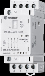 22.34.0.024.4340 Installation relay, 4x NO, 250 V/25 A, 24 V AC/DC