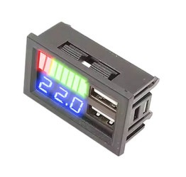 WSKAŹNIK NAŁADOWANIA AKUMULATORÓW 12V 24V LUB 3S-7S Z ŁADOWARKĄ 2x USB (MIER-49002)