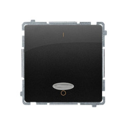 Simon Basic Łącznik dwubiegunowy z podświetleniem LED (moduł) 10AX, 250V, szybkozłącza, czarny BMW2L.01/49