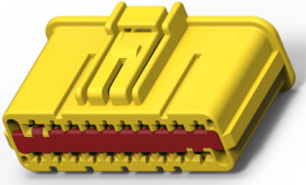 Socket, 20 pole, straight, 2 rows, yellow, 2098377-4