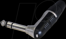 RP3RC-B 6.35mm stereo 3-pin angled jack plug, black housing