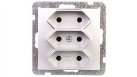 As Gniazdo Potrójne B/U 2,5A Euro Srebro Gp-3G/M/18