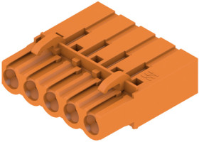 Pin header, 5 pole, pitch 5.08 mm, straight, orange, 1610520000