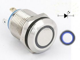 Przycisk wandal. chwil. płaski 12mm niebieski