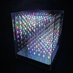 Pełnokolorowa kostka świetlna 8x8x8 LED z 512 diodami RGB, wstępnie przylutowana płytka obwodowa, zdalne sterowanie, wejście aud