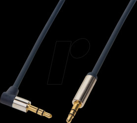 CA11150 Audio cable, 3.5 mm 3-pin/M (90°) to 3.5 mm 3-pin/M, metal, 1.5