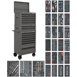 Sealey SPTGRCOMBO1 Superline PRO Tool Chest Combi 14 Drawer &#x2B;1179pc ToolKit Grey