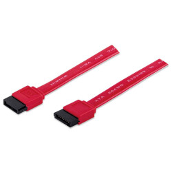 Manhattan 340700 SATA Data Cable, 7-Pin, 50cm, Male to Male, 6 Gbps Red, Lifeti