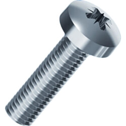 Pan head screw, PZ cross slot, M2, Ø 4 mm, 8 mm, steel, galvanized, ISO 7045, 001.18.131