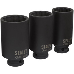 Sealey SX051 Impact Hub Nut Socket Set 12-point 1/2&quot;sq Drive 3pc