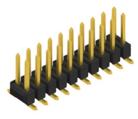 Pin header, 20 pole, pitch 2.54 mm, angled, black, 10049473