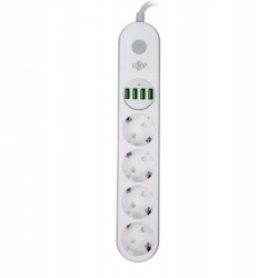 PRZEDŁUŻACZ SIECIOWY ELEKTRYCZNY 4 GNIAZDKA 4 USB 2M LP F24U4 LP