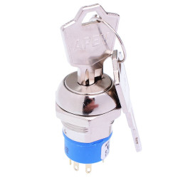 On-On 2 Way 19mm Key Switch DPDT 4A LK6SNB126N3