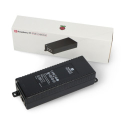 Raspberry Pi PoE+ Injector - oficjalny zasilacz PoE - RJ45 - z gniazdem IEC - 30W - do Raspberry Pi - czarny