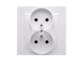 SIMON 10 Gniazdo podwójne z uziemieniem zaciski śrubowe białe CGZ2/11 KONTAKT SIMON