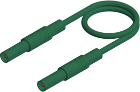 Measuring lead with (4 mm plug, spring-loaded, straight) to (4 mm plug, spring-loaded, straight), 0.5 m, green, silicone, 1.0 mm