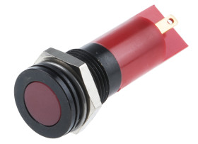 Lampka kontrolna do montażu panelowego 12V dc, czerwona 14mm LED Końcówka lutownicza RS PRO