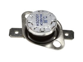 Termostat; bimetaliczny; KSD301A-A324h; NC; 95°C; 10A; 250V AC; metal fi 16x12mm z uchwytem ruchomym; konektory 6,3mm poziome; b