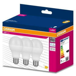 3PAK Żarówka LED E27 A60 19W = 150W 2452lm 6500K Zimna 200 OSRAM VALUE