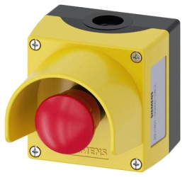 Kaseta z przyciskiem bezpieczeństwa 1R przez obrót żółta z kołnierzem IP69k SIRIUS ACT 3SU1801-0NA00-2AC2