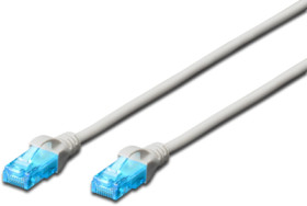 Patch cable, RJ45 plug, straight to RJ45 plug, straight, Cat 5e, U/UTP, PVC, 5 m, gray, DK-1512-050