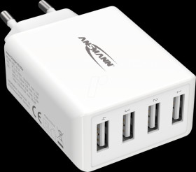 1001-0113 USB charger HC430, 30 W, 5 V, 3000 mA, 4 ports, white