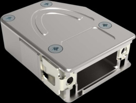 D-Sub connector housing, size: 1 (DE), straight 180°, angled 45°, zinc, silver, 1-2308319-1