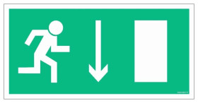 ZNAK - AC011 Wyjście ewakuacyjne w prawo w dół 20 x 10 cm TS - Płyta TD foto.