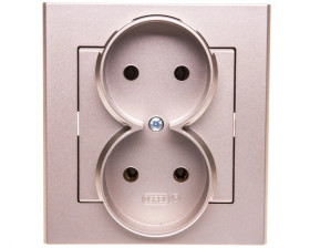 SONATA Gniazdo podwójne b/u szampański złoty GP-2R/39